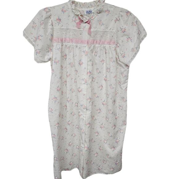 Vtg Ballet Floral House Dress Sz Medium Small Print Cottagecore Coquette - Picture 1 of 9